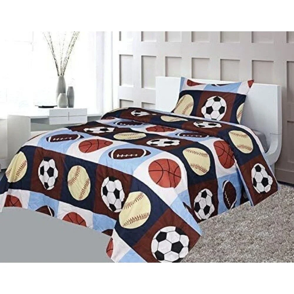 Basketball Twin Sheet Set 3 Piece Kids Bedding Microfiber Soft Machine Washable